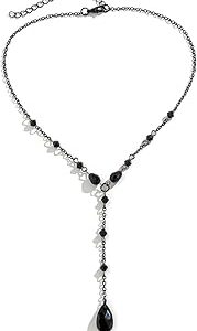 Somimi Vintage Gothic Blood Drop Y-Shaped Necklace Black/Red Faux Crystal Pendant Necklace Y2k Grunge Necklace Halloween Cosplay Jewellery for Girls Women