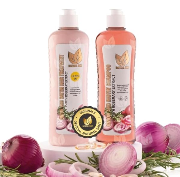 Onion Biotin and Rosemary Shampoo & Treatment Set for Stronger, Thicker and Longer Hair
