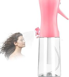 Spray Bottle, Fine Mist Spray Bottle for Hair, Ultra-Fine Continuous Spray Bottle for Skincare, Plant Care, Pet Grooming, Cleaning and Disinfection, Refillable Spray Container (1Pcs Light Pink 6.8oz)