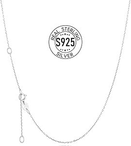 Silvora 925 Sterling Silver Chain Necklace 1.1/1.5mm Thin Silver Chain for Women-Sturdy & Shiny-Women's Chain Necklaces,Adjustable Length 16/17/18/20/22/24 Inches