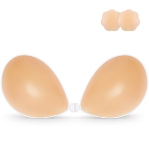 Niidor Adhesive Bra Sticky Strapless Backless Invisible Push up Silicone Bra for Women with Nipple Covers