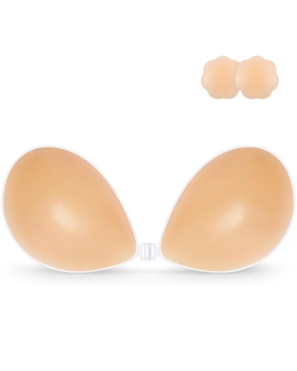 Niidor Adhesive Bra Sticky Strapless Backless Invisible Push up Silicone Bra for Women with Nipple Covers