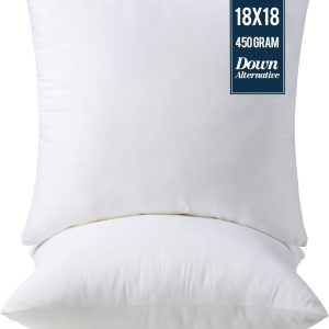 Utopia Bedding Throw Pillows Insert (Pack of 2, White) - 18 x 18 Inches Bed and Couch Pillows - Indoor Decorative Pillow