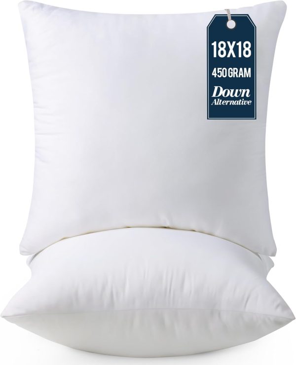 Utopia Bedding Throw Pillows Insert (Pack of 2, White) - 18 x 18 Inches Bed and Couch Pillows - Indoor Decorative Pillow