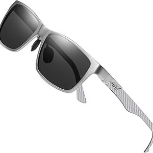 DUCO Square Polarized Sunglasses for Men Light Weight Carbon Fiber UV400 Protection Sun Glasses 8206