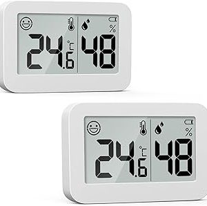 DOOMAY 2-Pack Mini Hygrometer Indoor Thermometer, Humidity Gauge with ℃/℉ Switch, Humidity Meter Digital Temperature Monitor for Greenhouse Babyroom Cellar Reptile Incubator Closet