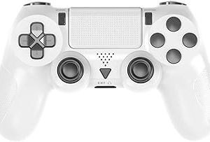 Wireless Controller Compatible with PS4/Slim/Pro with Dual Vibration/6-Axis Motion Sensor/Audio Function, White