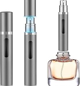 DIOHIO Perfume Travel Spray Bottle Atomizer，Cologne Travel Spray,10ml Atomizer Perfume Bottle,Scent Pump Case, Luxury Leakproof Refillable Perfume Spray Bottle for Women and Men 1pcs (Grey)
