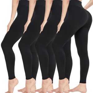 CTHH 4 Pack Leggings for Women-High Waisted Non See-Through Yoga Pants Tummy Control Workout Gym Tights