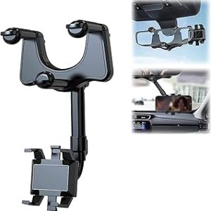 Car Phone Holder Phone Mount, 2025 Rotatable and Retractable Universal 360 Degree Rotatable Phone Mount, Multifunctional Car Rearview Mirror Phone Holder for All Mobile Phones