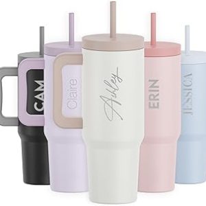 Personalized Aspen 40oz Tumbler with Straw and Lid, Branded Quality Customized Birthday Gifts for Women, Engagement or Wedding Gifts, Bachelorette Gifts for Her, Boyfriend or Girlfriend Gifts