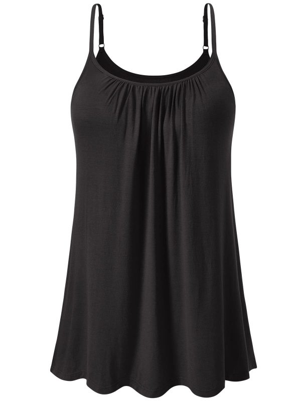 ROSYLINE Womens Camisoles with Built in Shelf Bra Casual Flowy Cami with Adjustable Straps Tank Loose Fit Size S-4XL