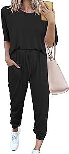 PRETTYGARDEN Women's Two Piece Lounge Sets 2025 Spring Summer Jogger Pants Vacation Outfits Travel Airplane Matching Clothes