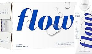 Flow Alkaline Spring Water, 100% Natural Alkaline Water, Eco-Friendly Packaging, Refreshing Taste, Boxed Mineral Water, Natural Electrolytes, Water with pH, Non-GMO, BPA-Free, Pack of 12 x 500ml