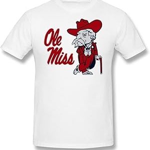 Agongda T-shirts Agongda Man's NCAA University of Mississippi Sports Ole Miss Rebels Logo Tshirt