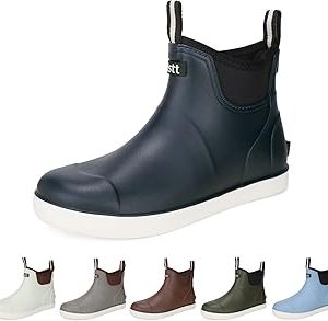 Lezzglt Rain Boots for Men, Waterproof Deck Boots Ankle Rubber Boots Anti-Slip Water Shoes Fishing Shoes for Outdoor Muck Garden Work Shoes