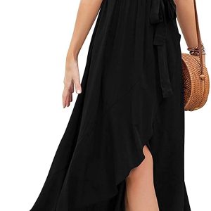 GRECERELLE Women's Boho Beach Vacation Wrap V Neck Summer Long Maxi Dress