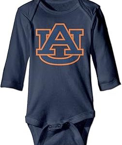 KI3SOP Auburn University AU Logo Long Sleeve Onesies Bodysuit For Baby Boys Girls Navy 24 Months