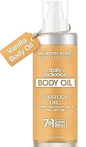 Majestic Pure Daily Radiance Body Oil | 100% Pure & Natural | Repair Dry, Damaged Skin | Moisturizing Skin | Deep Moisturizing Formula | 3.4 Fl Oz