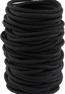 Black Hair Ties 50 pcs Hair Elastic Bands for Thick and Curly No Metal Hair Tie (4mm)