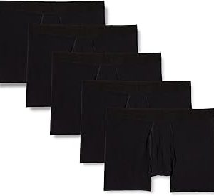 Amazon Essentials Men's Cotton Jersey Boxer Brief (Available in Big & Tall), Pack of 5, Black, X-Large
