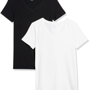 Amazon Essentials Women's 2-Pack Classic-Fit Short-Sleeve V-Neck T-Shirt