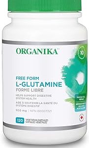 Organika Canadian-Made L-Glutamine - High-Absorption Formula - For Better Immune Defense, Muscle Recovery and Gut Health | 500mg 120vcaps