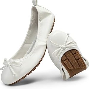 DREAM PAIRS Women's Ballet Flats, Foldable Flat Ballerine Shoes Bowknot Round Toe Comfort Slip-On Dress Ladies Shoes
