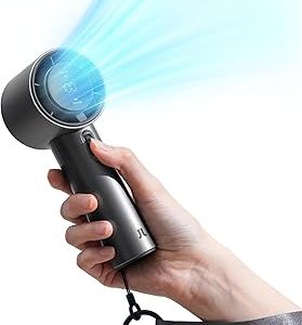 JISULIFE Portable Handheld Fan,Speed(1-100) Adjustable Turbo Mini Fan,5000mAh Battery Rechargeable Personal Fan with Metal Body,Digital Display,For Women Men Travel/Camping/Outdoor-Grey