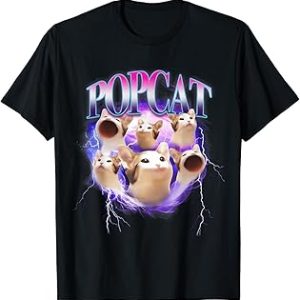 YYUUYUU Popcat Funny Meme Coin for Cat Lover T-Shirt