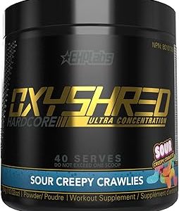 EHPlabs OxyShred Hardcore Thermogenic Pre Workout Shredding Supplement - Promotes Shredding, Energy Booster, Pre-Workout, Mood Booster - Sour Creepy Crawlies, 40 Servings