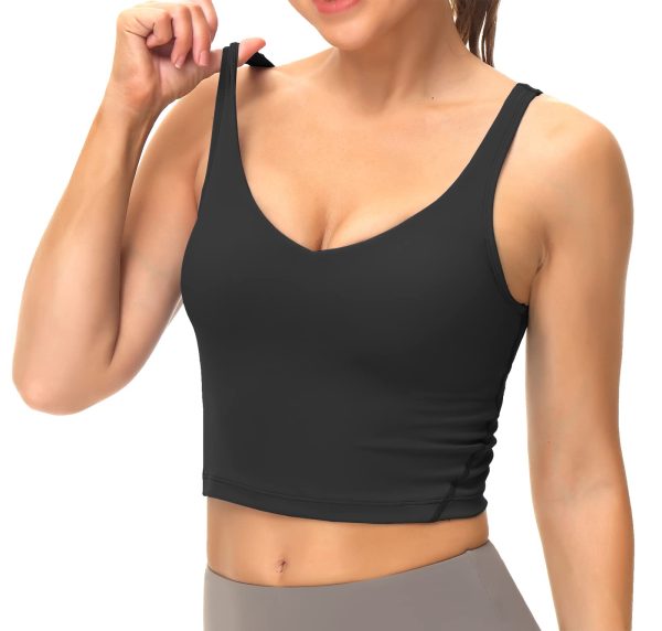 Dragon Fit Sports Bra for Women Longline Padded Yoga Bra Medium Impact Crop Tank Tops for Workout Fitness Running