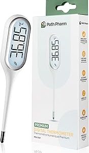 Path Pharm Premium Digital Thermometer for Adults and Kids - Basal Body Thermometer with 8s Reading - 0.05° C Accuracy Medical Oral Thermometer with Backlit Display - Fever Temperature Thermometer