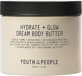 YTTP Body Butter - Hydrate + Glow Body Cream to Visibly Firm, Brighten and Replenish Moisture - Enriched with 3% Niacinamide, Cupuaçu + Jojoba Butters to Lock in Hydration (8oz)