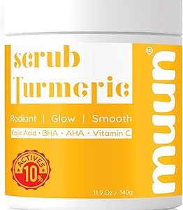 2% Kojic Acid Turmeric Scrub - Vitamin C & AHA/BHA Blend - More Glow & Radian Skin - Bikini Area Exfoliator & Underarm Detox Scrub - Ingrown Hair Treatment, Smooth & Soften Body Scrub