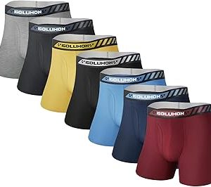 IGOLUMON Mens Underwear Boxer Briefs 7 Pack Breathable and Soft Bamboo Rayon Trunks Men's Tagless Boxers with Pouch