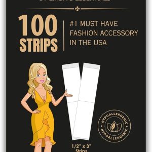 Double Sided Tape for Clothes, Body and Fashion Tape (100 Pack) | Clothing and Hem Adhesive for Women, No Sew No Iron, Strong Fabric Adhesive for Skin for All Shades and Sensitivity