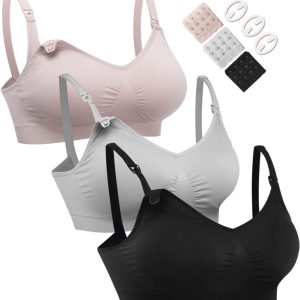 HOFISH Maternity Nursing Bras for Breastfeeding Comfort Seamless Wirefree Pregnancy Bras S-XXL with Bra Extenders & Clips
