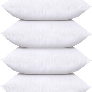 Utopia Bedding Throw Pillows (Set of 4, White), 18 x 18 Inches Pillows for Sofa, Bed and Couch Decorative Stuffer Pillow