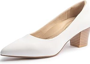 Cusolemore Women's Heels with Arch Support, Low Chunky Block Pointed Toe Heels,Comfortable Closed Toe Slip on Dress Office Pumps Shoes
