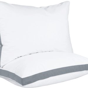 Utopia Bedding Bed Pillows for Sleeping Queen Size (Grey), Set of 2, Cooling Hotel Quality, Gusseted Pillow for Back, Stomach or Side Sleepers