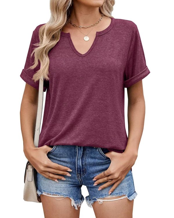 WELINCO Womens Summer Tops Short Sleeve Casual Soft V Neck Shirts Basic Tees T-Shirts Chemises