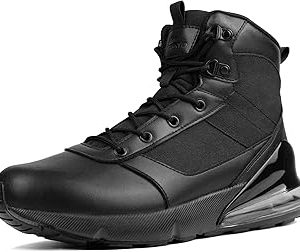 Hey Crnnyd Wide Tactical Boots for Women Men Side Zipper Work Boots Waterproof Military Combat Hiking Boot with Air Cushion, 6 Inches