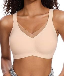 Gailife Womens V Mesh Wireless Bras Comfortable Supportive Bralettes No Underwire Seamless Push Up Brassiere