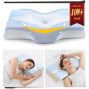 Mkicesky Memory Foam Pillow for Neck Shoulder Pain Relief Neck Support Pillow for Sleeping: Ergonomic Cervical Side Sleeper Pillow for Adults - Cooling Orthopedic Bed Pillow for Back Stomach Sleepers