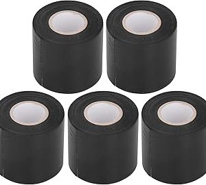 5Pcs Pipe Wrapping Tape, 6cm/2.4in Width Air Conditioner Pipe Tape PVC Oil Resistant Tube Protective Tapes(Black)