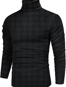 poriff Men's Casual Slim Fit Basic Tops Knitted Thermal Turtleneck Pullover Sweater