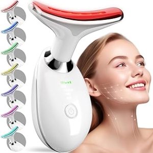 Red Light Therapy Device for Face and Neck Facial Massager, 7 Color Skin Lifting & Firming Face Massager tool, Face Sculpting Tool for Skin Care with Vibration