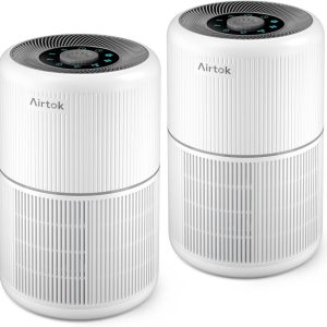 2Pack Airtok Air Purifier for Home Bedroom with H13 True HEPA Filter for Smoke, Smokers