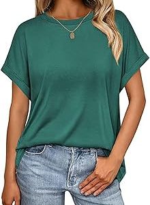 Naivikid Womens Tops Summer Cap Sleeve T Shirts Business Casual Dressy Basic Tee Cute Trendy Outfits Fashion Clothes S-XXL